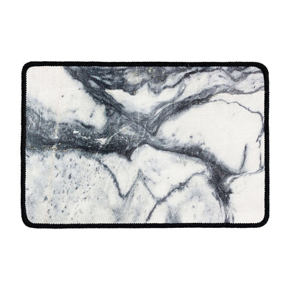 Dark Grey White Marble Print Kitchen Mat