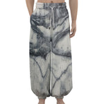 Dark Grey White Marble Print Lantern Pants