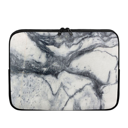 Dark Grey White Marble Print Laptop Sleeve