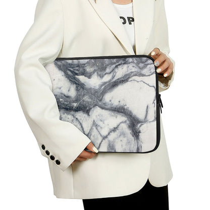 Dark Grey White Marble Print Laptop Sleeve