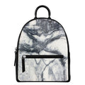 Dark Grey White Marble Print Leather Backpack