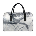 Dark Grey White Marble Print Leather Duffle Bag