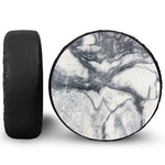 Dark Grey White Marble Print Leather Spare Tire Cover