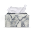 Dark Grey White Marble Print Leather Tissue Box Cover