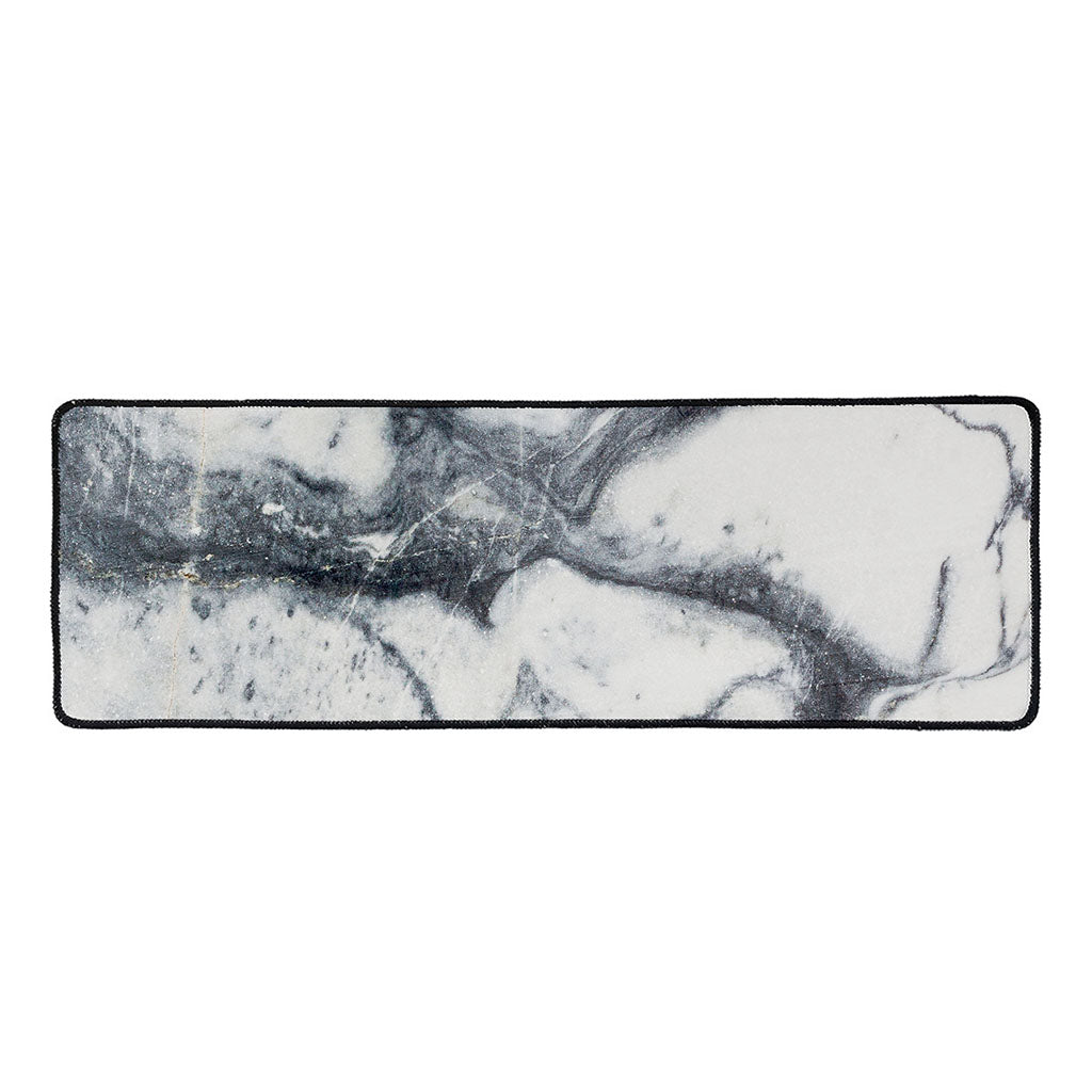 Dark Grey White Marble Print Long Kitchen Mat