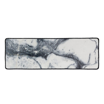 Dark Grey White Marble Print Long Kitchen Mat