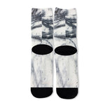 Dark Grey White Marble Print Long Socks