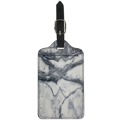 Dark Grey White Marble Print Luggage Tag
