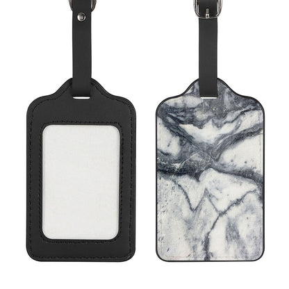 Dark Grey White Marble Print Luggage Tag