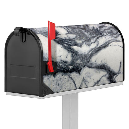 Dark Grey White Marble Print Mailbox Cover
