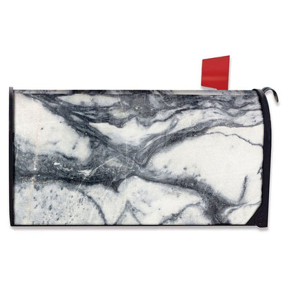Dark Grey White Marble Print Mailbox Cover
