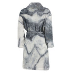 Dark Grey White Marble Print Men's Bathrobe