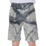 Dark Grey White Marble Print Men's Beach Shorts