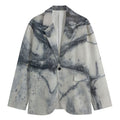 Dark Grey White Marble Print Men's Blazer
