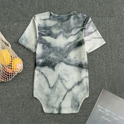 Dark Grey White Marble Print Men's Bodysuit