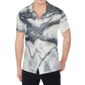 Dark Grey White Marble Print Men's Shirt