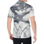 Dark Grey White Marble Print Men's Shirt