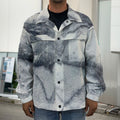 Dark Grey White Marble Print Men's Shirt Jacket