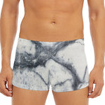 Dark Grey White Marble Print Men's Short Boxer Briefs