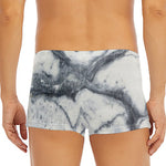 Dark Grey White Marble Print Men's Short Boxer Briefs