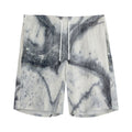 Dark Grey White Marble Print Men's Athletic Shorts