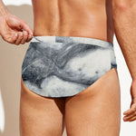Dark Grey White Marble Print Men's Swim Briefs