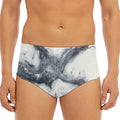 Dark Grey White Marble Print Men's Triangle Swim Briefs