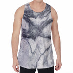 Dark Grey White Marble Print Men's Velvet Tank Top