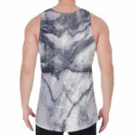 Dark Grey White Marble Print Men's Velvet Tank Top