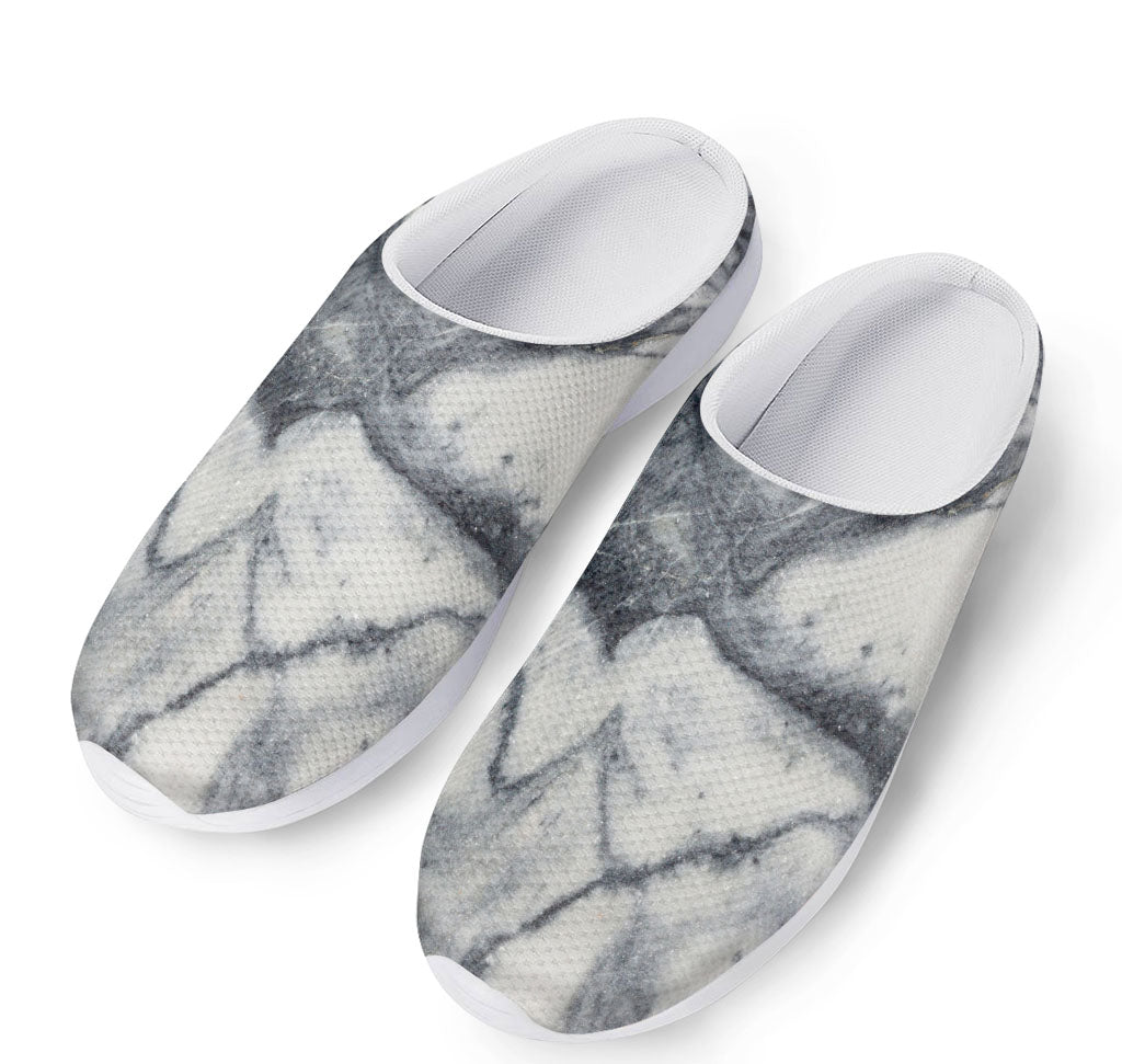 Dark Grey White Marble Print Mesh Casual Shoes