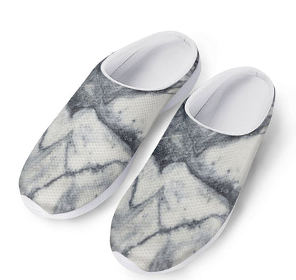 Dark Grey White Marble Print Mesh Casual Shoes
