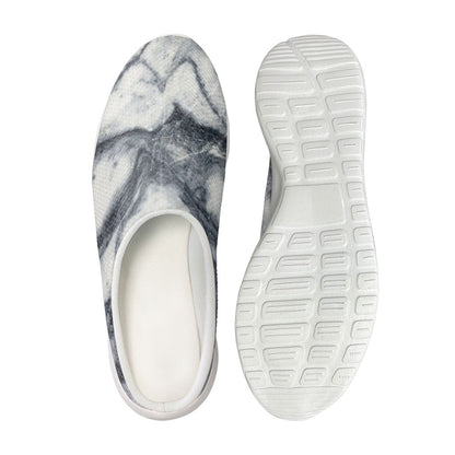 Dark Grey White Marble Print Mesh Casual Shoes