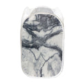 Dark Grey White Marble Print Mesh Laundry Hamper