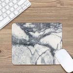 Dark Grey White Marble Print Mouse Pad