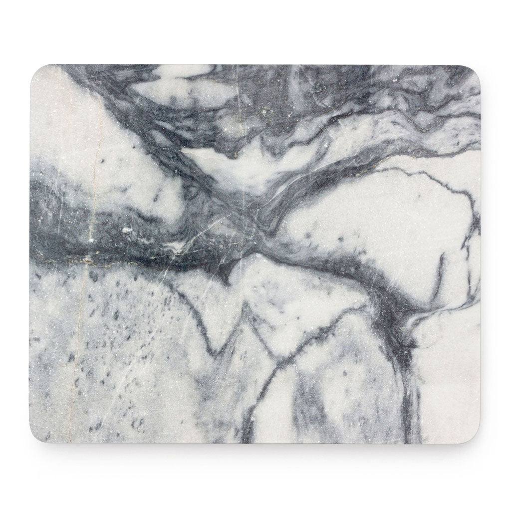 Dark Grey White Marble Print Mouse Pad