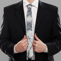 Dark Grey White Marble Print Necktie