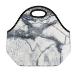 Dark Grey White Marble Print Neoprene Lunch Bag