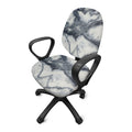 Dark Grey White Marble Print Office Chair Cover