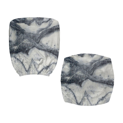Dark Grey White Marble Print Office Chair Cover