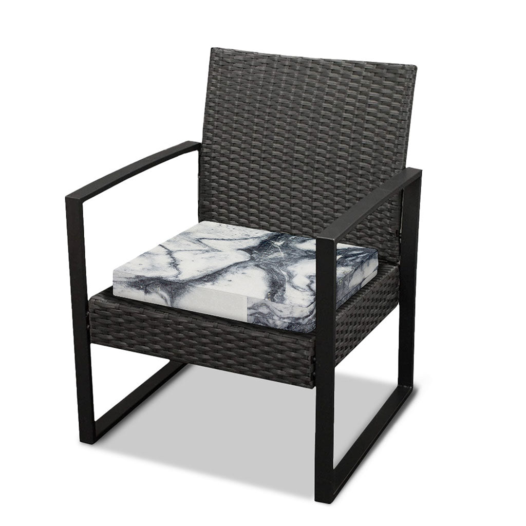 Dark Grey White Marble Print Outdoor Seat Cushion Cover