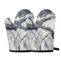 Dark Grey White Marble Print Oven Mitts