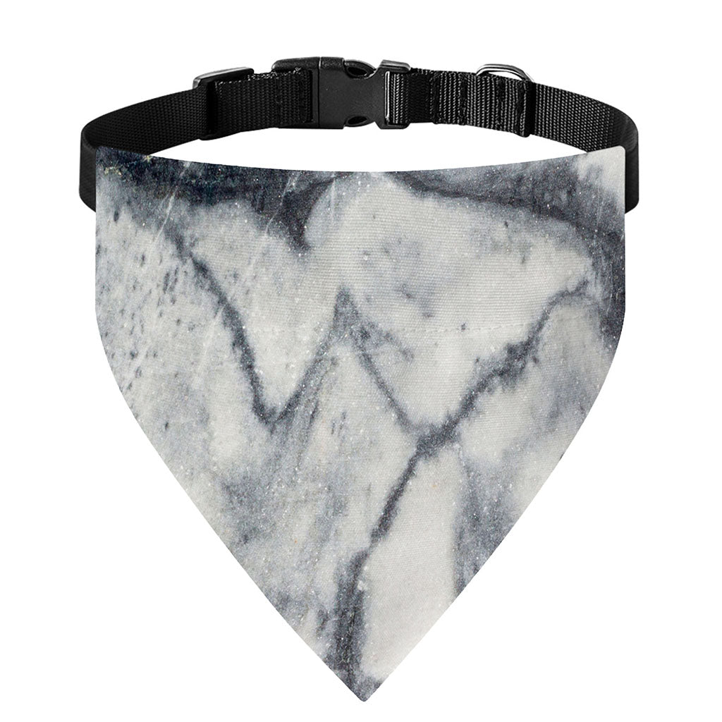 Dark Grey White Marble Print Over The Collar Dog Bandana