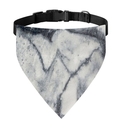 Dark Grey White Marble Print Over The Collar Dog Bandana