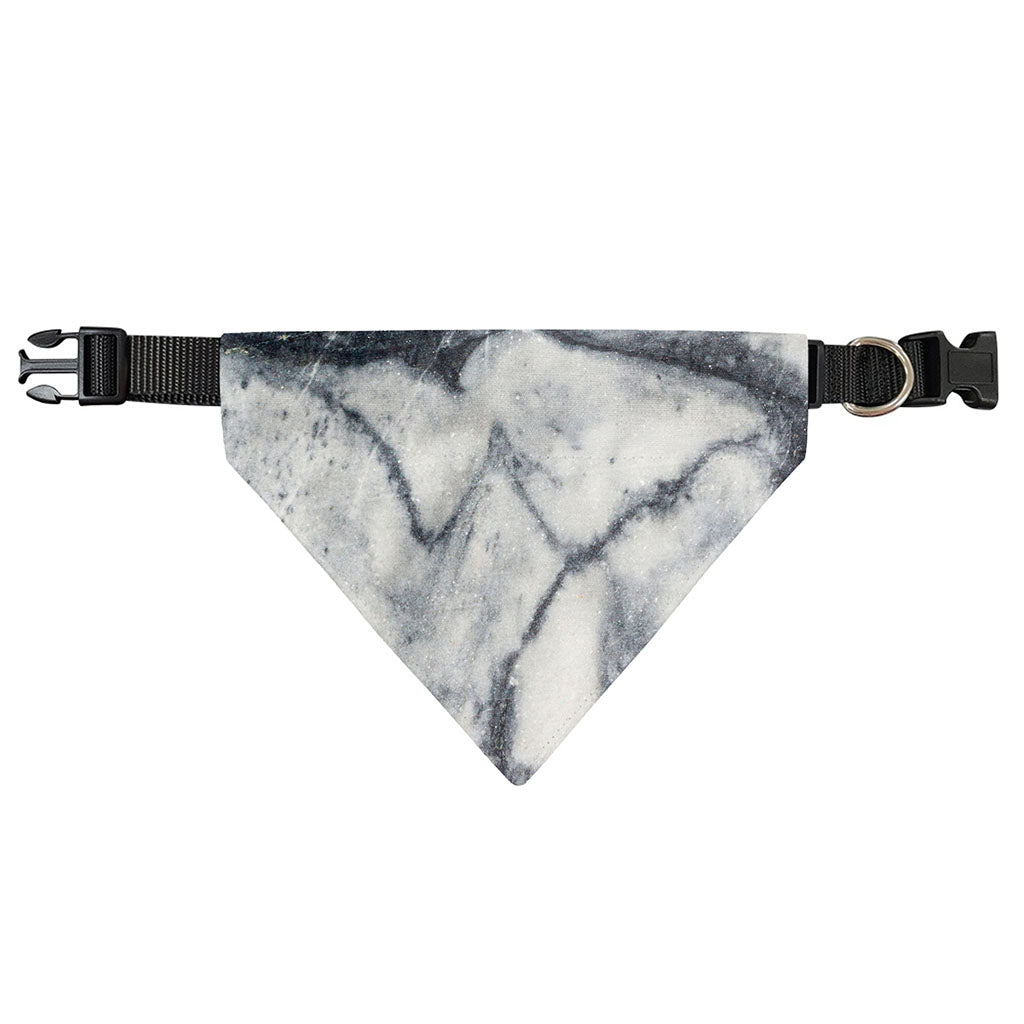 Dark Grey White Marble Print Over The Collar Dog Bandana