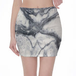 Dark Grey White Marble Print Pencil Mini Skirt