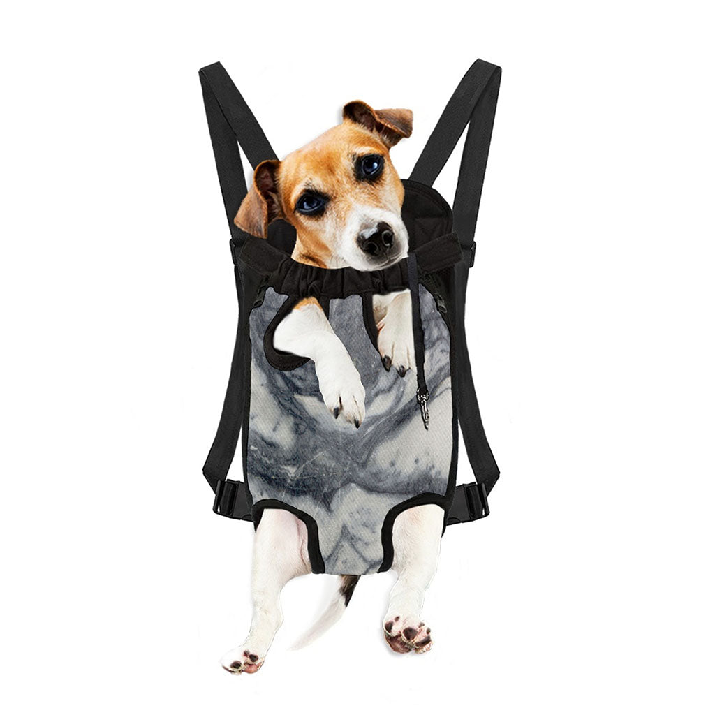 Dark Grey White Marble Print Pet Carrier Backpack