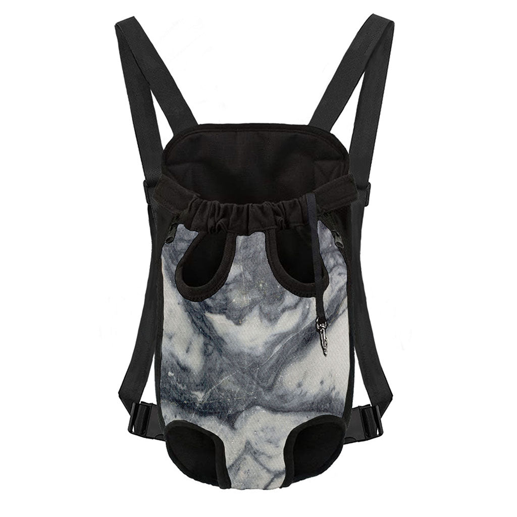Dark Grey White Marble Print Pet Carrier Backpack