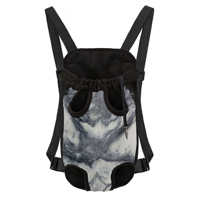 Dark Grey White Marble Print Pet Carrier Backpack