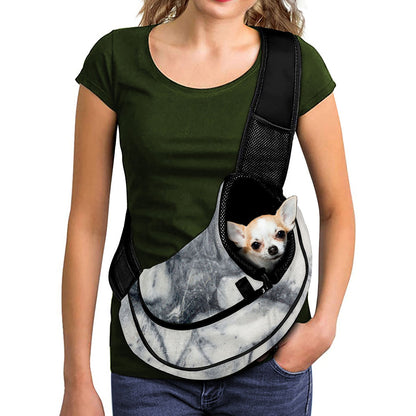 Dark Grey White Marble Print Pet Sling Carrier