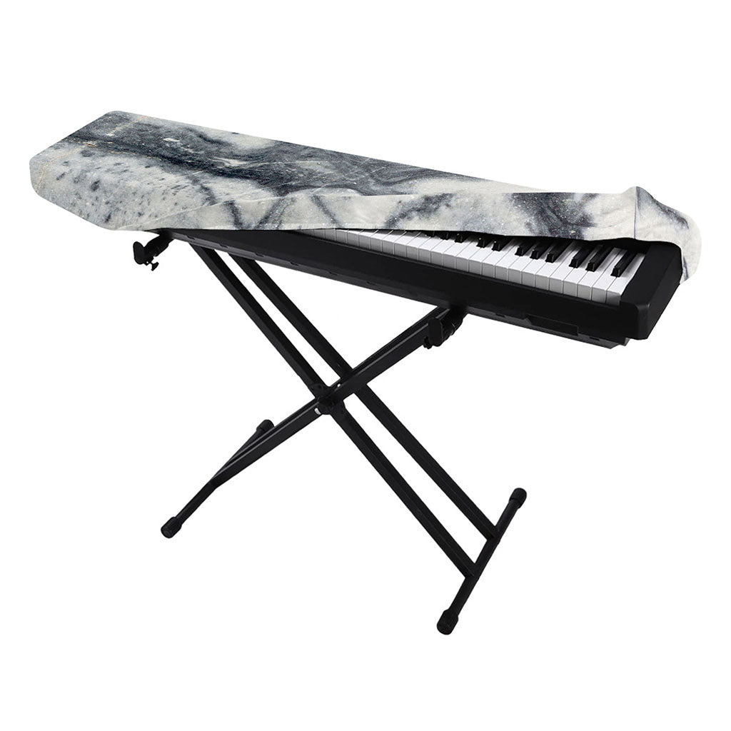Dark Grey White Marble Print Piano Keyboard Cover